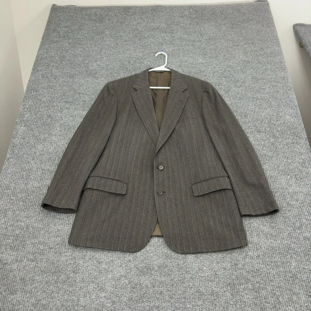 Vintage Mr Sid Blazer Mens 22.5x32.5 Brown Virgin Wool Pinstripe Sport Coat USA